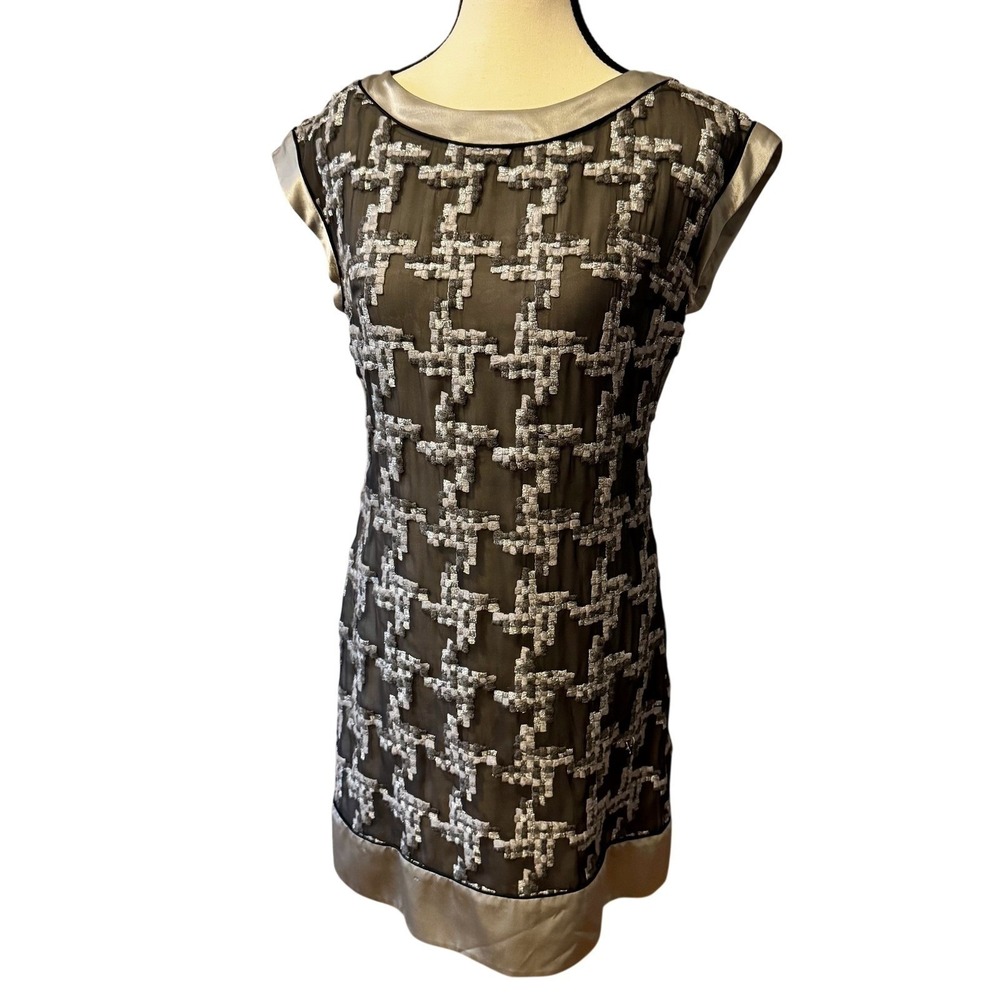 Adam Lippes Adampluseve Silk Metallic Lattice Cocktail Dress Made USA 6